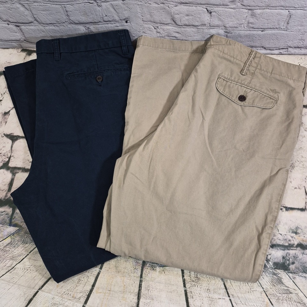 Mens‎ Dockers Pants Lot Of 2 Pairs 38 X 30/29 Navy Blue Khaki Trousers